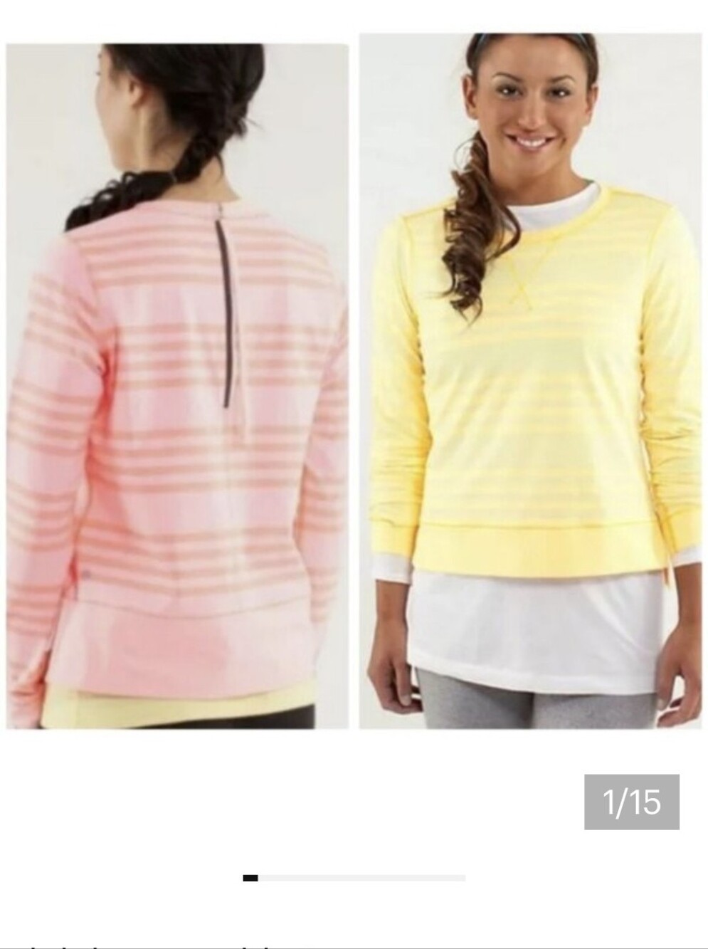Lululemon Run Warm Up Crew Top Stripe Shirt Zipper Long Sleeve Yellow Stretch 10